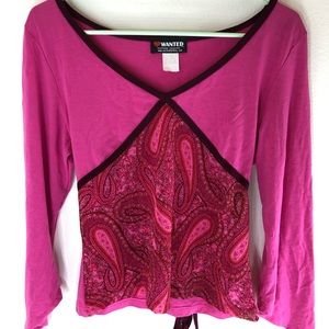 Hot pink boho top by Wanted size L/XL juniors new